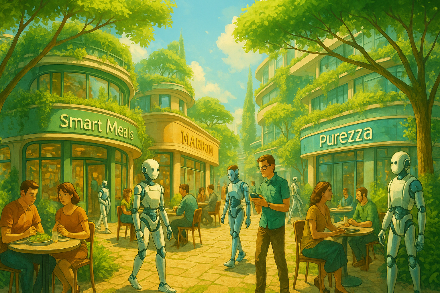 BioRetail Innovación de Producto Ciudad Sostenible y Futurista Solarpunk